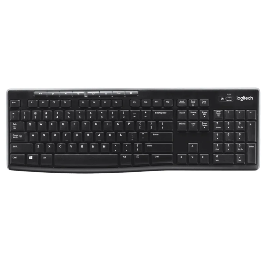 3789 Logitech full-size black keyboard with a numeric keypad (104 keys).