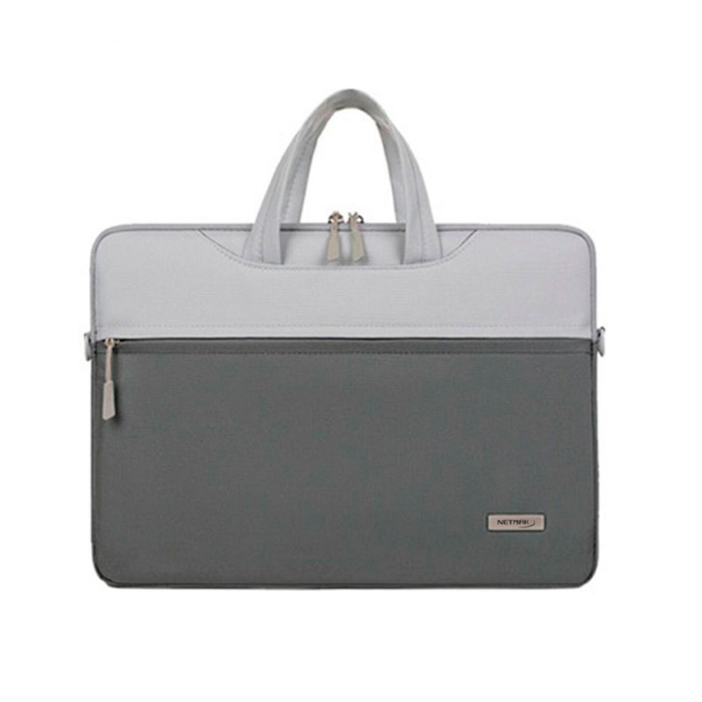 6312 Two-tone gray laptop bag with light gray top section, dark gray body, and handles on top