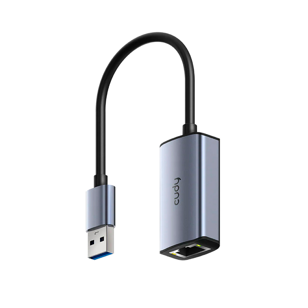 6327 USB 3.0 to Ethernet adapter with a USB-A plug and RJ-45 port in a metallic housing.