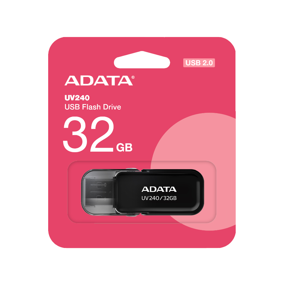 6349 ADATA UV240 32GB USB flash drive packaging on pink card (USB 2.0)